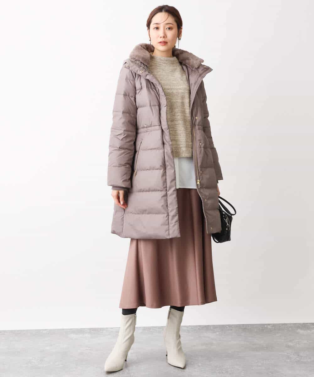 FKFAV61170 MK MICHEL KLEIN(MK ミッシェルクラン) メランジニット×レイヤードカットソー アンサンブル/洗える グリーン