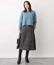 FKFAV62170 MK MICHEL KLEIN(MK ミッシェルクラン) ショート丈ラメニット/洗える ライトグレー