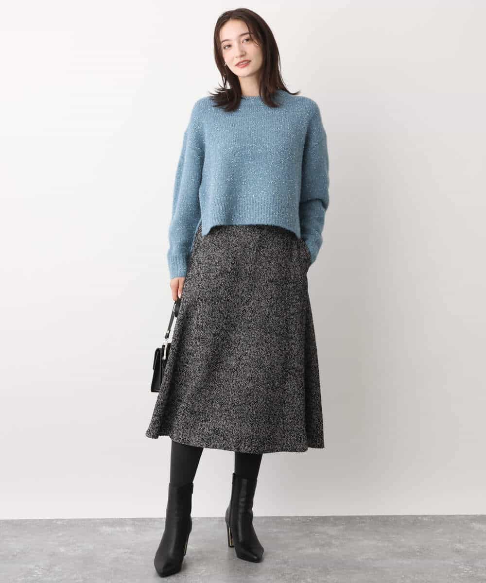 FKFAV62170 MK MICHEL KLEIN(MK ミッシェルクラン) ショート丈ラメニット/洗える ライトグレー