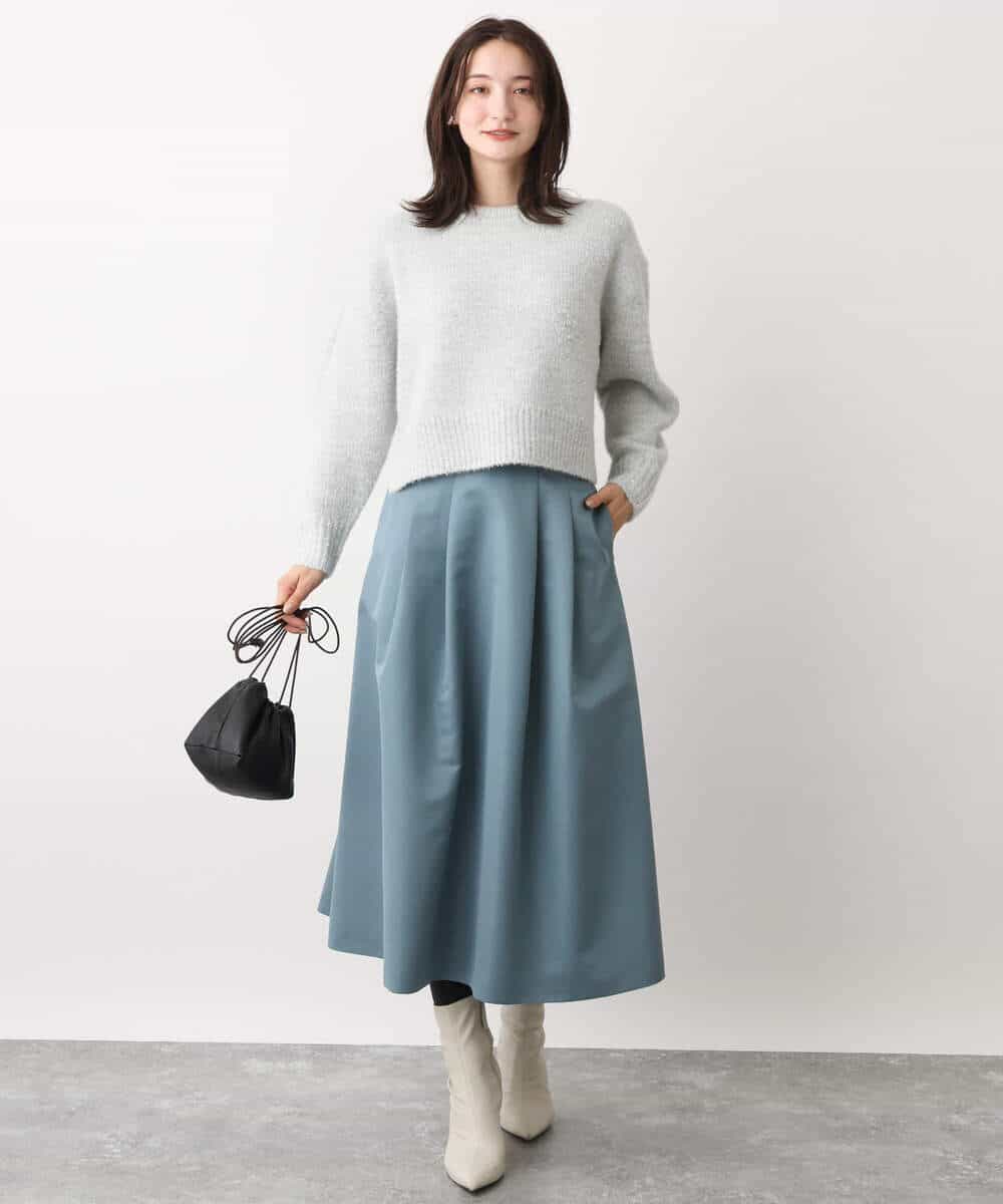 FKFAV62170 MK MICHEL KLEIN(MK ミッシェルクラン) ショート丈ラメニット/洗える ライトグレー
