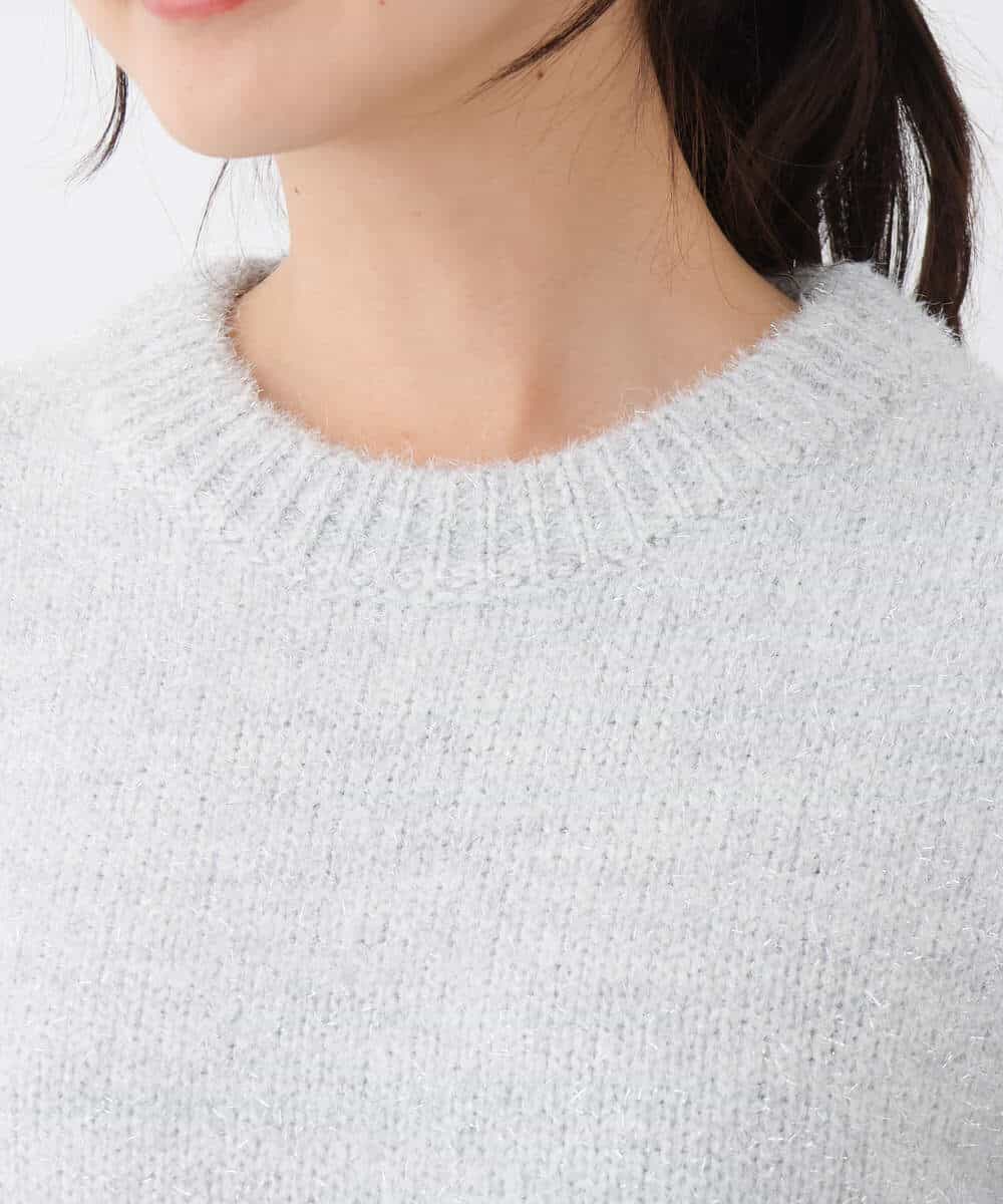 FKFAV62170 MK MICHEL KLEIN(MK ミッシェルクラン) ショート丈ラメニット/洗える ライトグレー