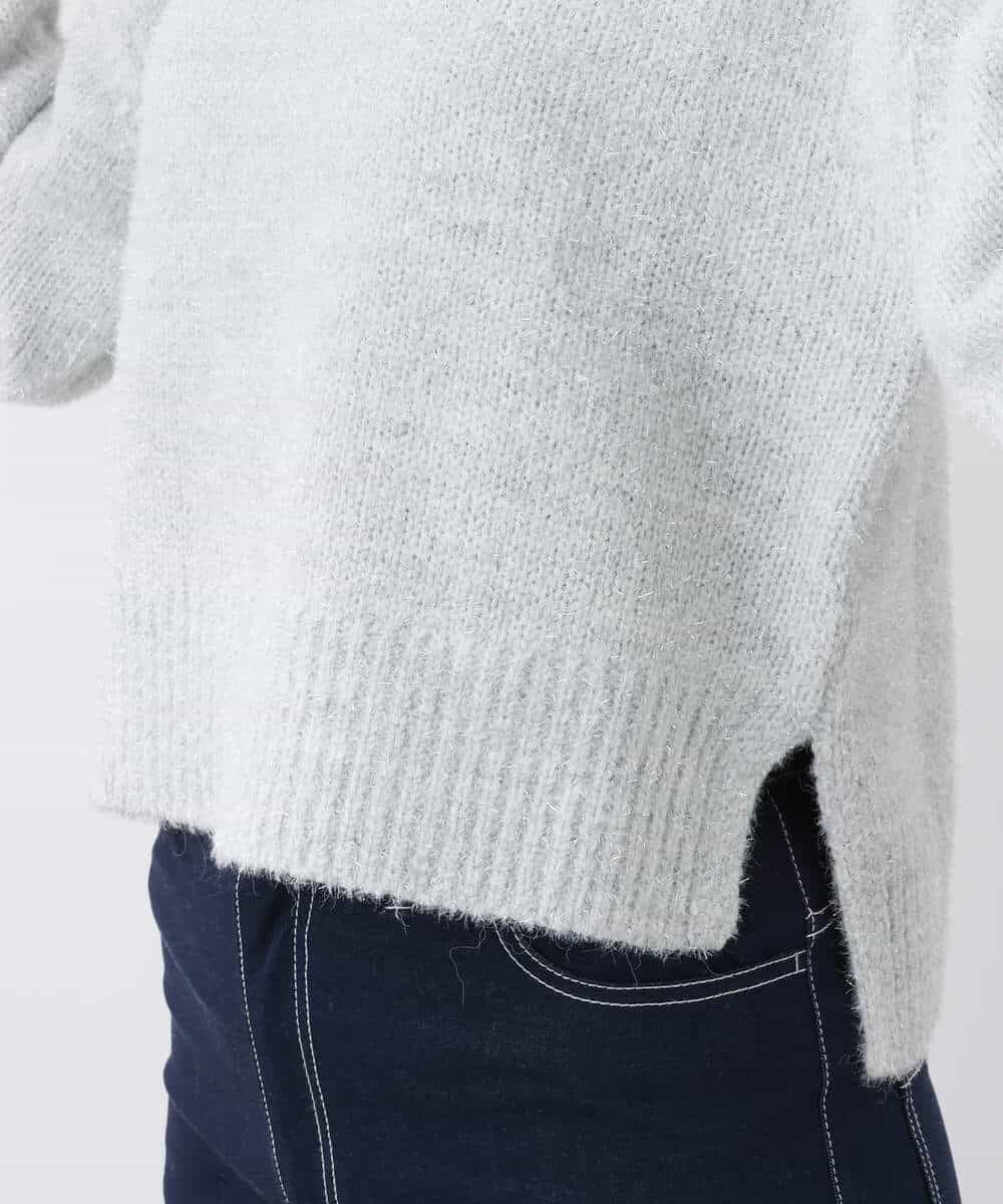 FKFAV62170 MK MICHEL KLEIN(MK ミッシェルクラン) ショート丈ラメニット/洗える ライトグレー