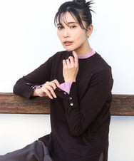 FKFBD50120 MK MICHEL KLEIN(MK ミッシェルクラン) 配色レイヤードデザインニット/洗える ブラウン