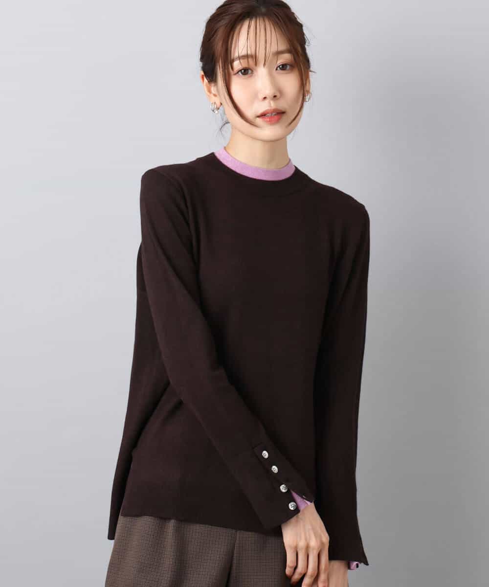 FKFBD50120 MK MICHEL KLEIN(MK ミッシェルクラン) 配色レイヤードデザインニット/洗える グレー