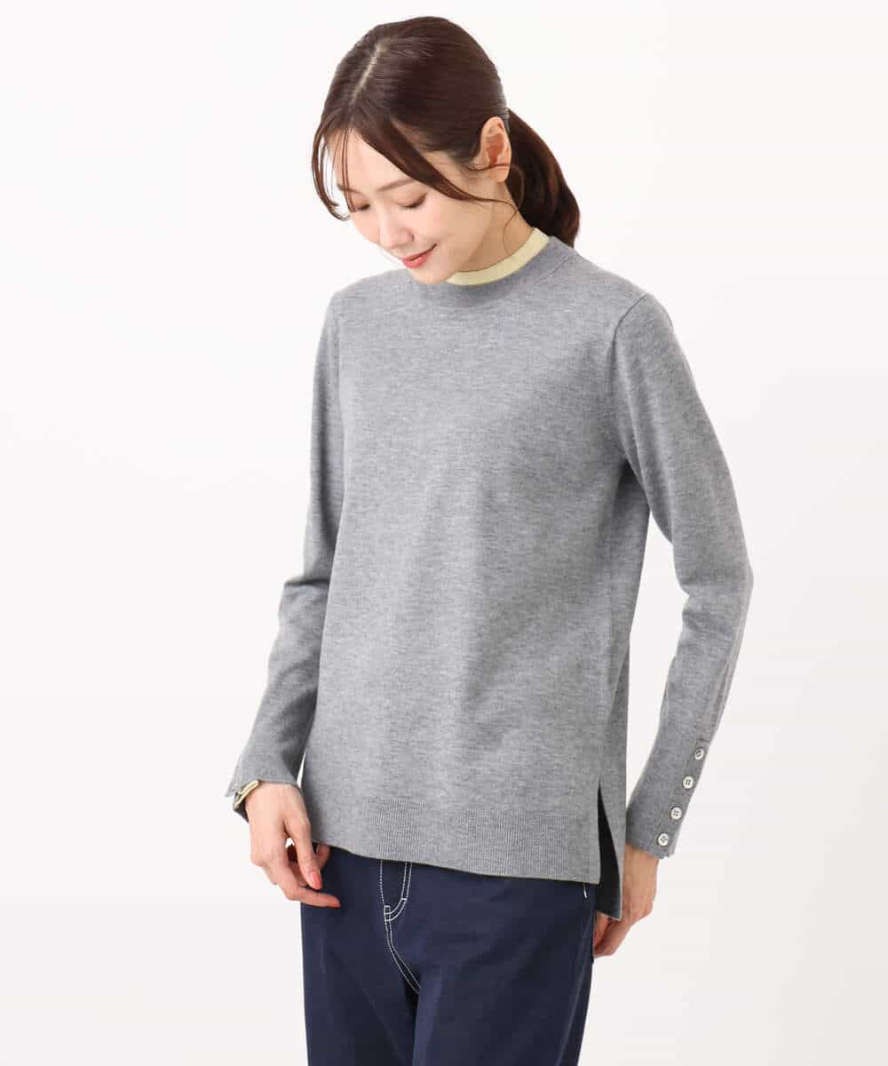 FKFBD50120 MK MICHEL KLEIN(MK ミッシェルクラン) 配色レイヤードデザインニット/洗える グレー