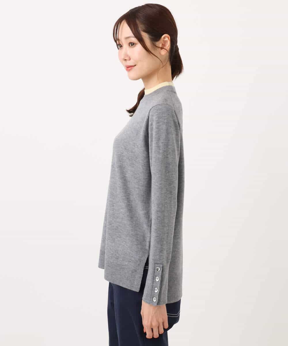 FKFBD50120 MK MICHEL KLEIN(MK ミッシェルクラン) 配色レイヤードデザインニット/洗える グレー
