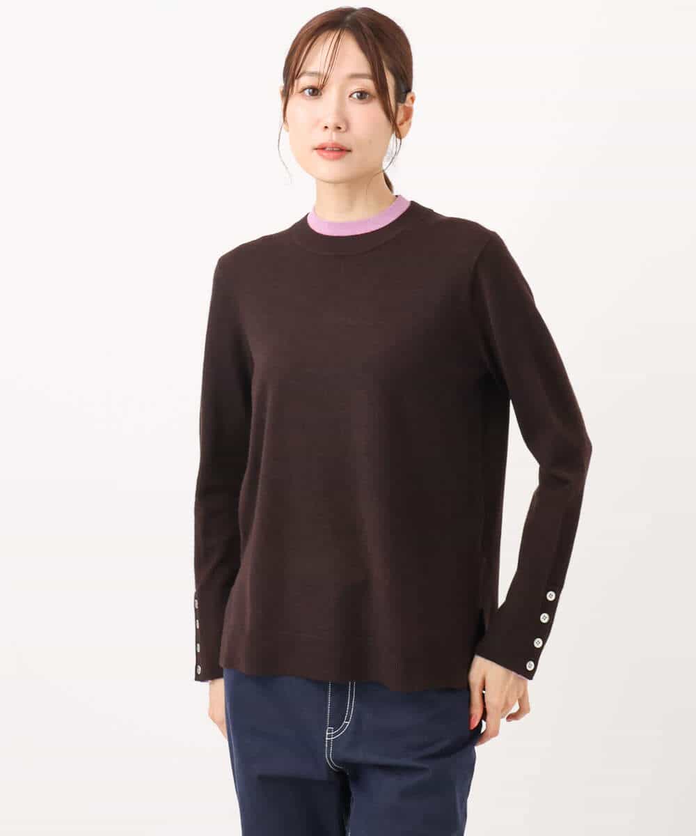 FKFBD50120 MK MICHEL KLEIN(MK ミッシェルクラン) 配色レイヤードデザインニット/洗える グレー