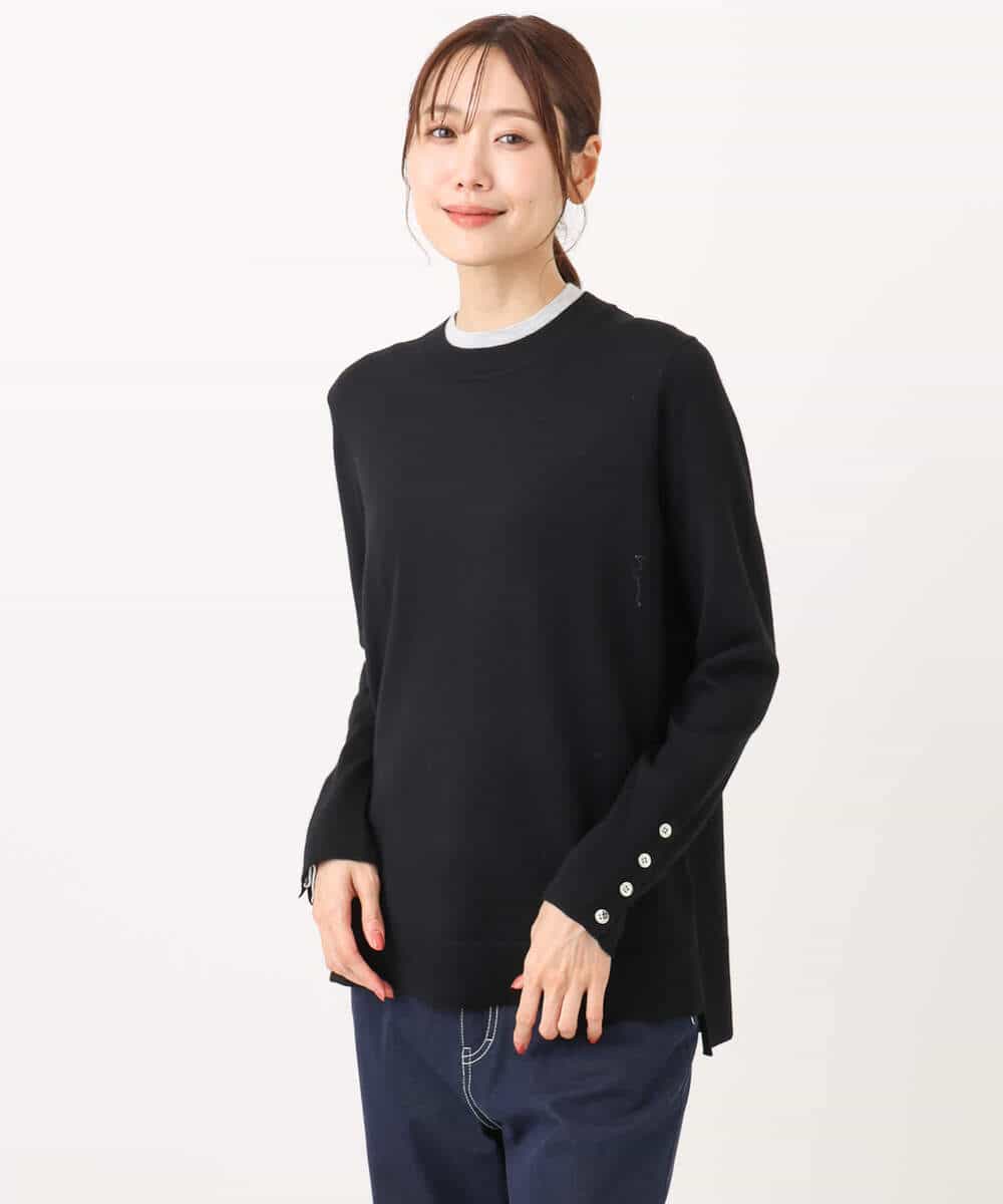 FKFBD50120 MK MICHEL KLEIN(MK ミッシェルクラン) 配色レイヤードデザインニット/洗える グレー
