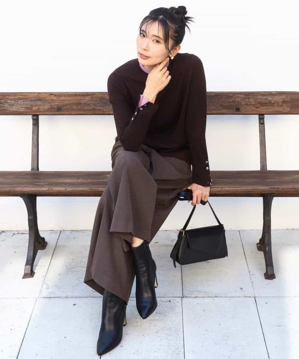 FKFBD50120 MK MICHEL KLEIN(MK ミッシェルクラン) 配色レイヤードデザインニット/洗える グレー