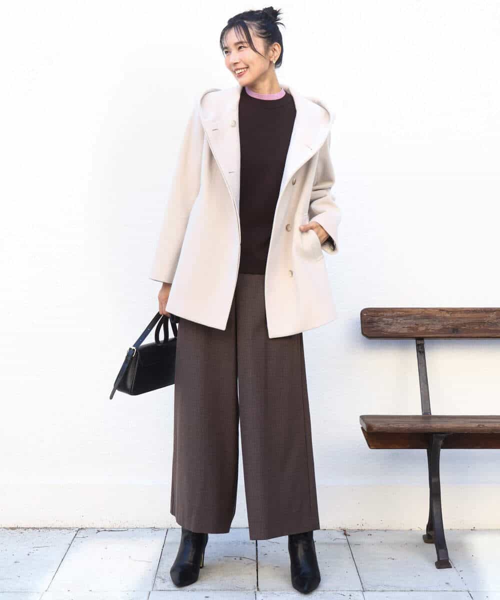 FKFBD50120 MK MICHEL KLEIN(MK ミッシェルクラン) 配色レイヤードデザインニット/洗える グレー