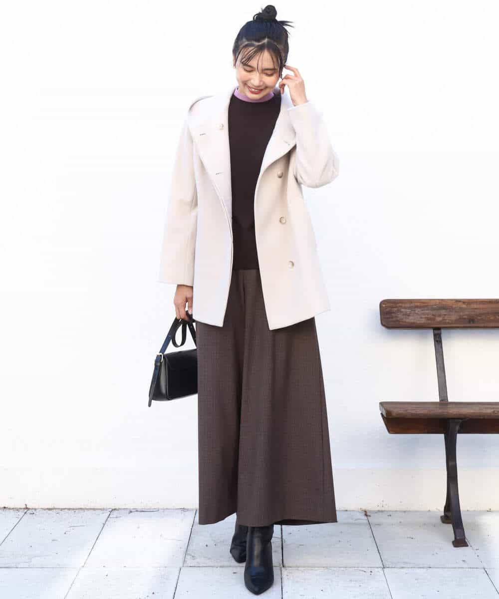 FKFBD50120 MK MICHEL KLEIN(MK ミッシェルクラン) 配色レイヤードデザインニット/洗える グレー