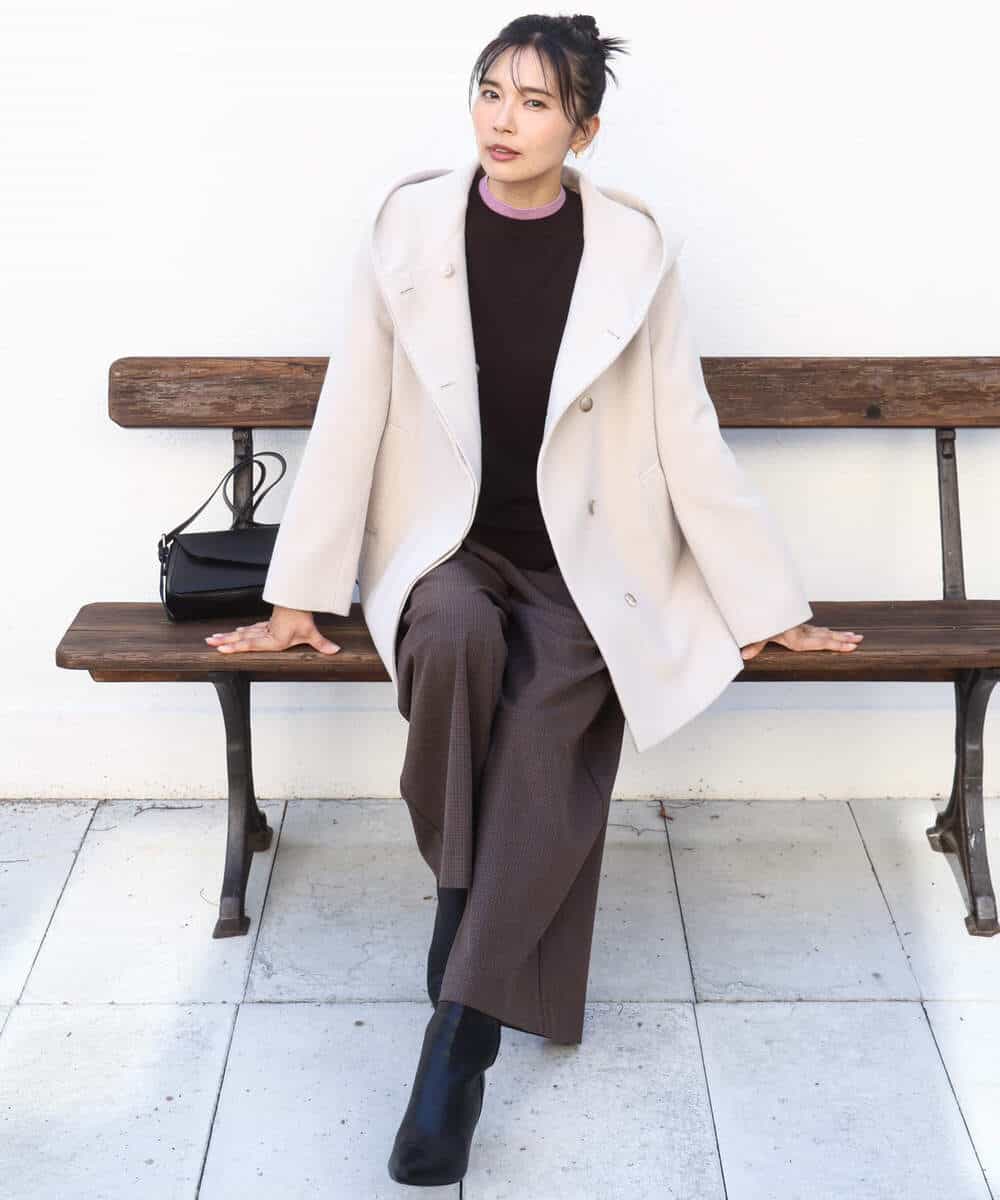 FKFBD50120 MK MICHEL KLEIN(MK ミッシェルクラン) 配色レイヤードデザインニット/洗える グレー