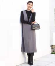 FKFBD50120 MK MICHEL KLEIN(MK ミッシェルクラン) 配色レイヤードデザインニット/洗える グレー