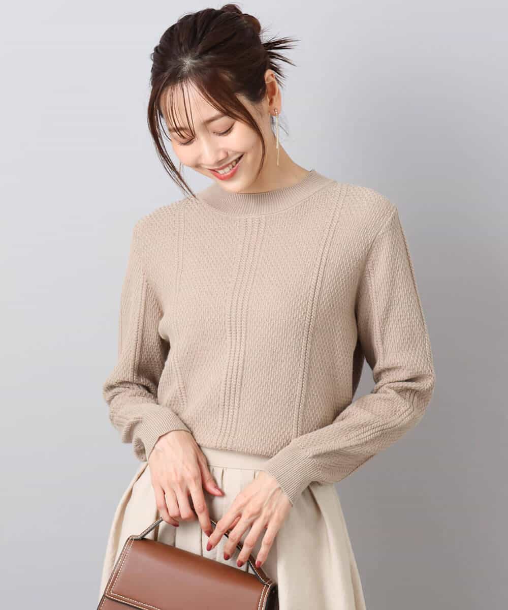 FKFBD51140 MK MICHEL KLEIN(MK ミッシェルクラン) ミニケーブル編みニット/洗える レッド