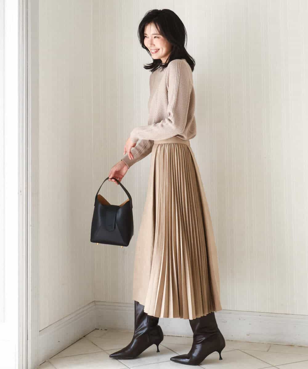 FKFBD51140 MK MICHEL KLEIN(MK ミッシェルクラン) ミニケーブル編みニット/洗える レッド