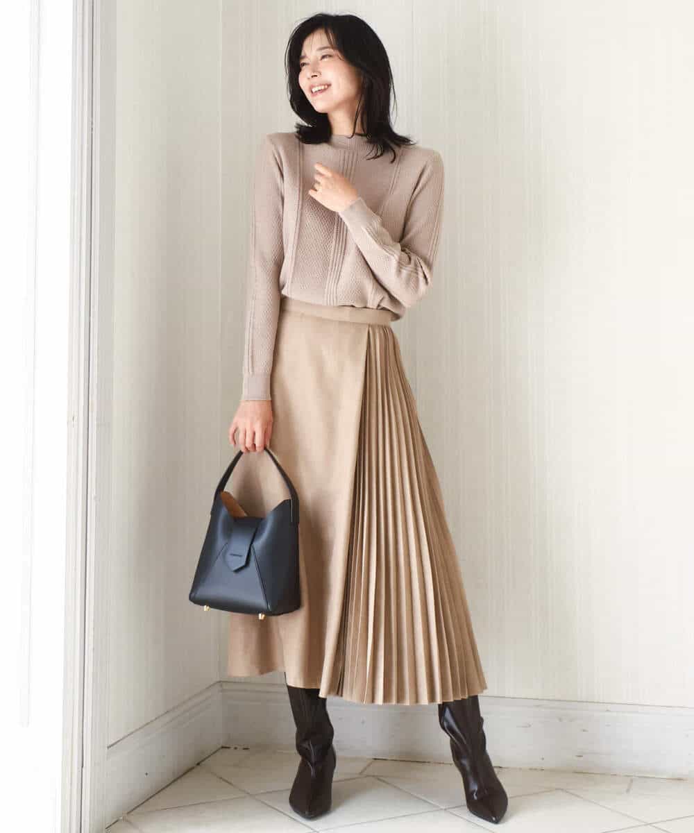 FKFBD51140 MK MICHEL KLEIN(MK ミッシェルクラン) ミニケーブル編みニット/洗える レッド