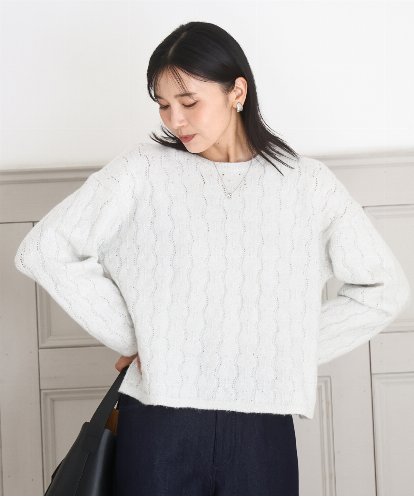 FKFBD52160 MK MICHEL KLEIN スパンコールラメ入りニット/洗える