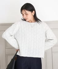 FKFBD52160 MK MICHEL KLEIN(MK ミッシェルクラン) スパンコールラメ入りニット/洗える ライトグレー