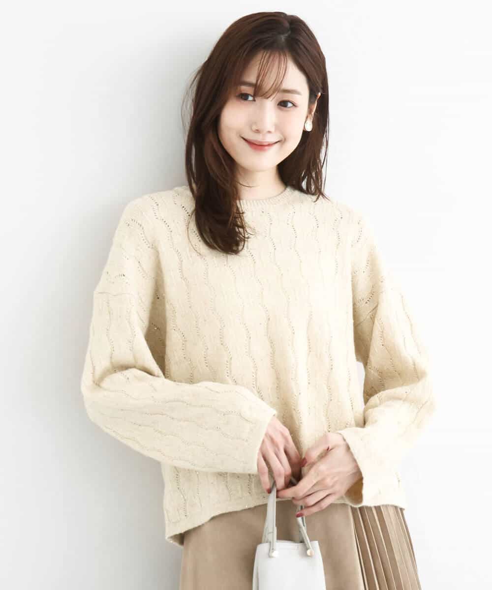 FKFBD52160 MK MICHEL KLEIN(MK ミッシェルクラン) スパンコールラメ入りニット/洗える ピンク