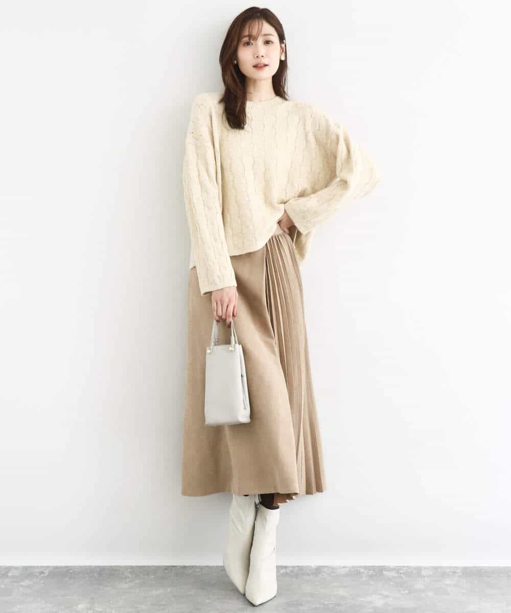 FKFBD52160 MK MICHEL KLEIN(MK ミッシェルクラン) スパンコールラメ入りニット/洗える ピンク