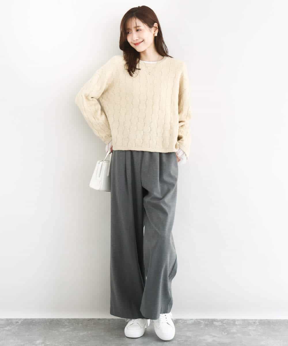 FKFBD52160 MK MICHEL KLEIN(MK ミッシェルクラン) スパンコールラメ入りニット/洗える ピンク