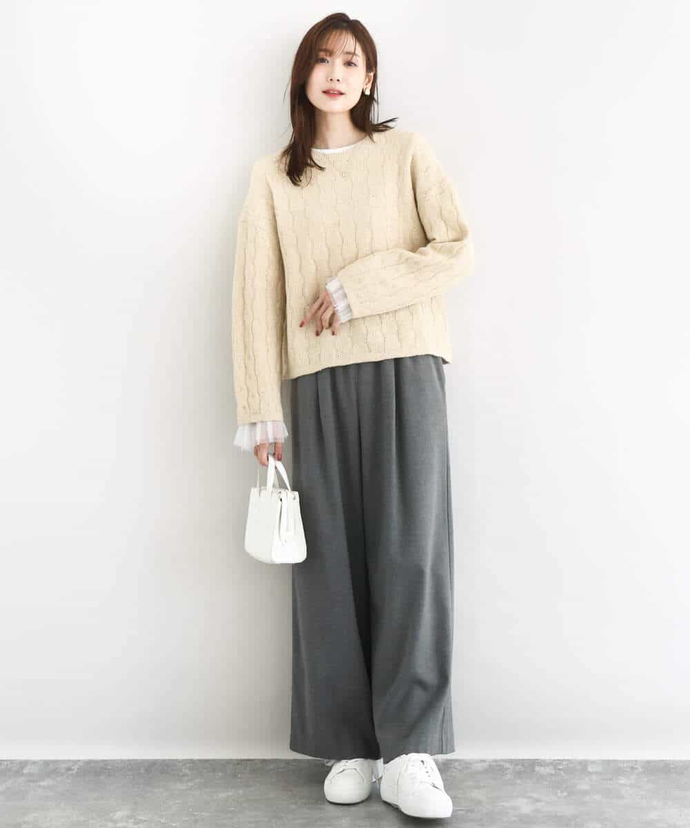 FKFBD52160 MK MICHEL KLEIN(MK ミッシェルクラン) スパンコールラメ入りニット/洗える ピンク