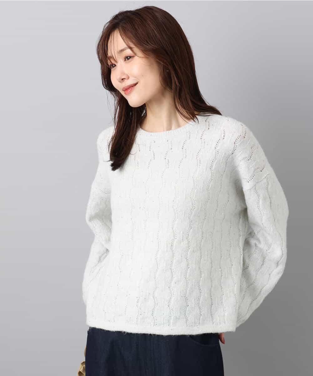FKFBD52160 MK MICHEL KLEIN(MK ミッシェルクラン) スパンコールラメ入りニット/洗える ピンク