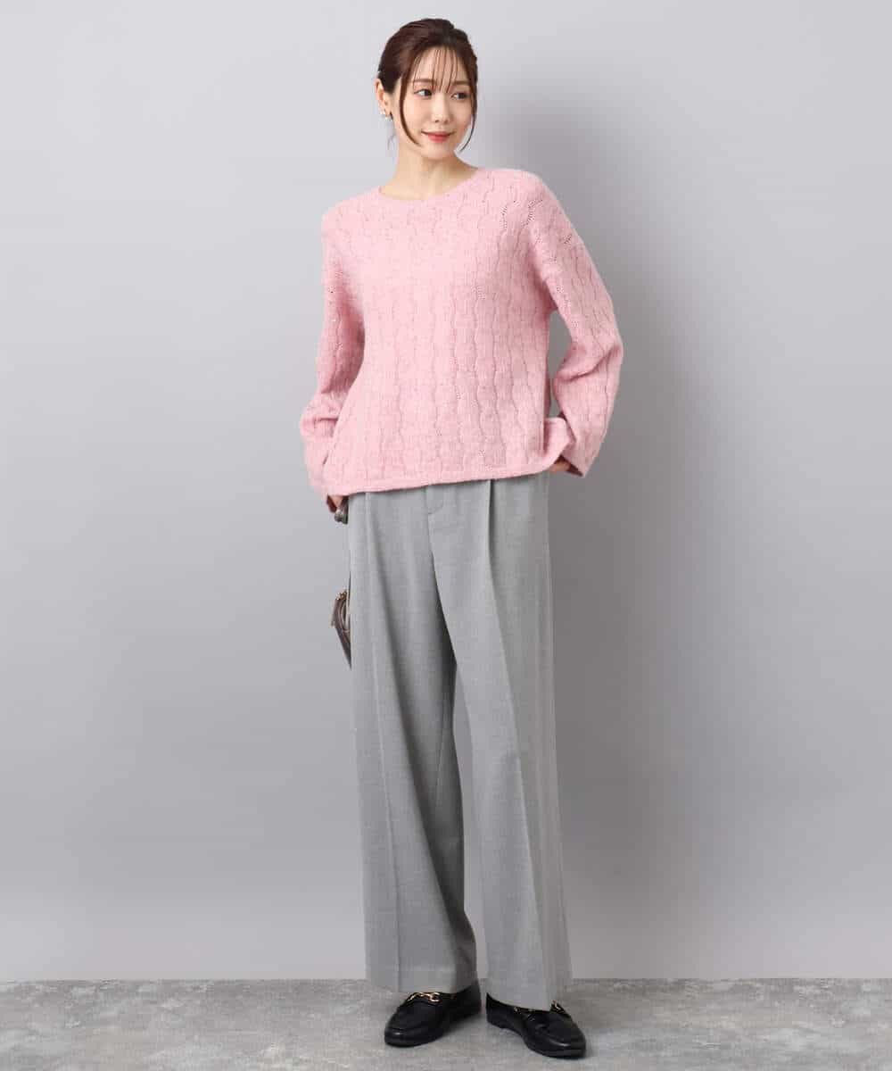 FKFBD52160 MK MICHEL KLEIN(MK ミッシェルクラン) スパンコールラメ入りニット/洗える ピンク