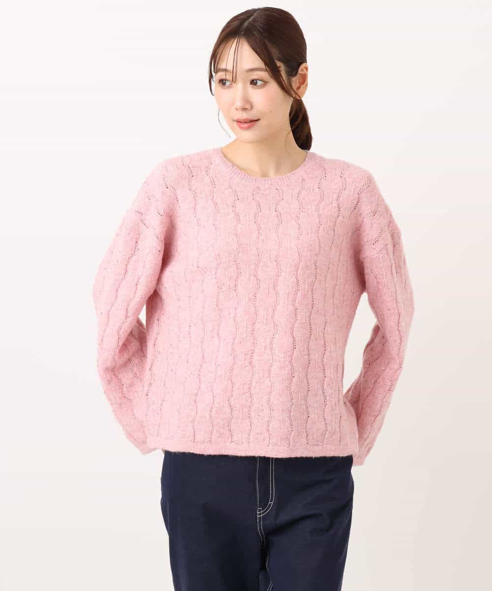 FKFBD52160 MK MICHEL KLEIN(MK ミッシェルクラン) スパンコールラメ入りニット/洗える ピンク