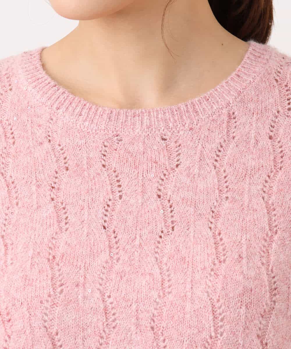 FKFBD52160 MK MICHEL KLEIN(MK ミッシェルクラン) スパンコールラメ入りニット/洗える ピンク