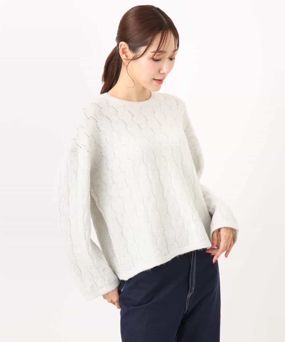 FKFBD52160 MK MICHEL KLEIN(MK ミッシェルクラン) スパンコールラメ入りニット/洗える ピンク