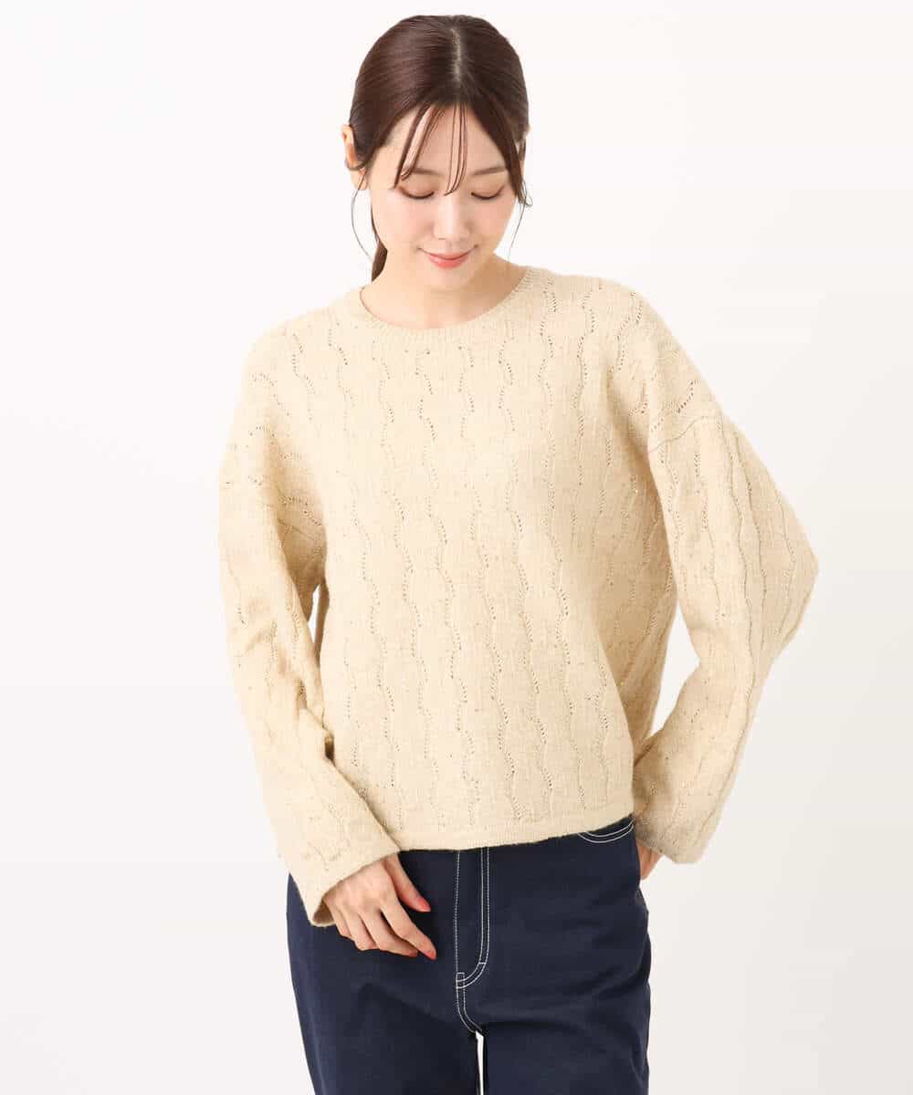 FKFBD52160 MK MICHEL KLEIN(MK ミッシェルクラン) スパンコールラメ入りニット/洗える ピンク