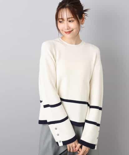 FKFBD53150 MK MICHEL KLEIN 配色ライン片畦編みニット/洗える