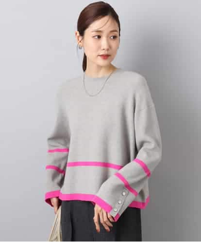 FKFBD53150 MK MICHEL KLEIN 配色ライン片畦編みニット/洗える