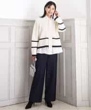 FKFBD53150 MK MICHEL KLEIN(MK ミッシェルクラン) 配色ライン片畦編みニット/洗える グレー