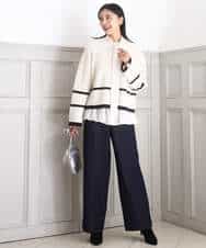 FKFBD53150 MK MICHEL KLEIN(MK ミッシェルクラン) 配色ライン片畦編みニット/洗える グレー