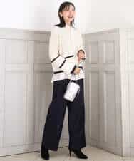 FKFBD53150 MK MICHEL KLEIN(MK ミッシェルクラン) 配色ライン片畦編みニット/洗える グレー