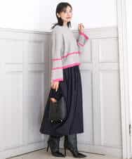 FKFBD53150 MK MICHEL KLEIN(MK ミッシェルクラン) 配色ライン片畦編みニット/洗える グレー