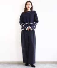 FKFBD53150 MK MICHEL KLEIN(MK ミッシェルクラン) 配色ライン片畦編みニット/洗える グレー