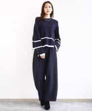 FKFBD53150 MK MICHEL KLEIN(MK ミッシェルクラン) 配色ライン片畦編みニット/洗える グレー