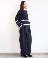 FKFBD53150 MK MICHEL KLEIN(MK ミッシェルクラン) 配色ライン片畦編みニット/洗える グレー