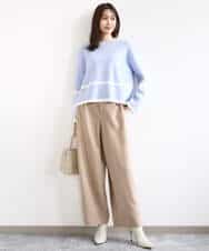 FKFBD53150 MK MICHEL KLEIN(MK ミッシェルクラン) 配色ライン片畦編みニット/洗える グレー