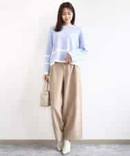 FKFBD53150 MK MICHEL KLEIN(MK ミッシェルクラン) 配色ライン片畦編みニット/洗える グレー