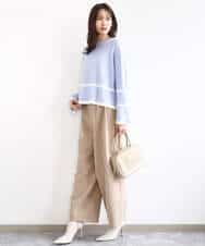 FKFBD53150 MK MICHEL KLEIN(MK ミッシェルクラン) 配色ライン片畦編みニット/洗える グレー