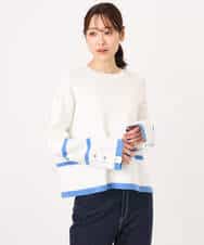 FKFBD53150 MK MICHEL KLEIN(MK ミッシェルクラン) 配色ライン片畦編みニット/洗える グレー