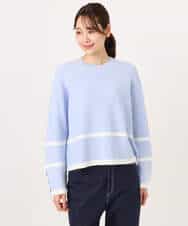 FKFBD53150 MK MICHEL KLEIN(MK ミッシェルクラン) 配色ライン片畦編みニット/洗える グレー