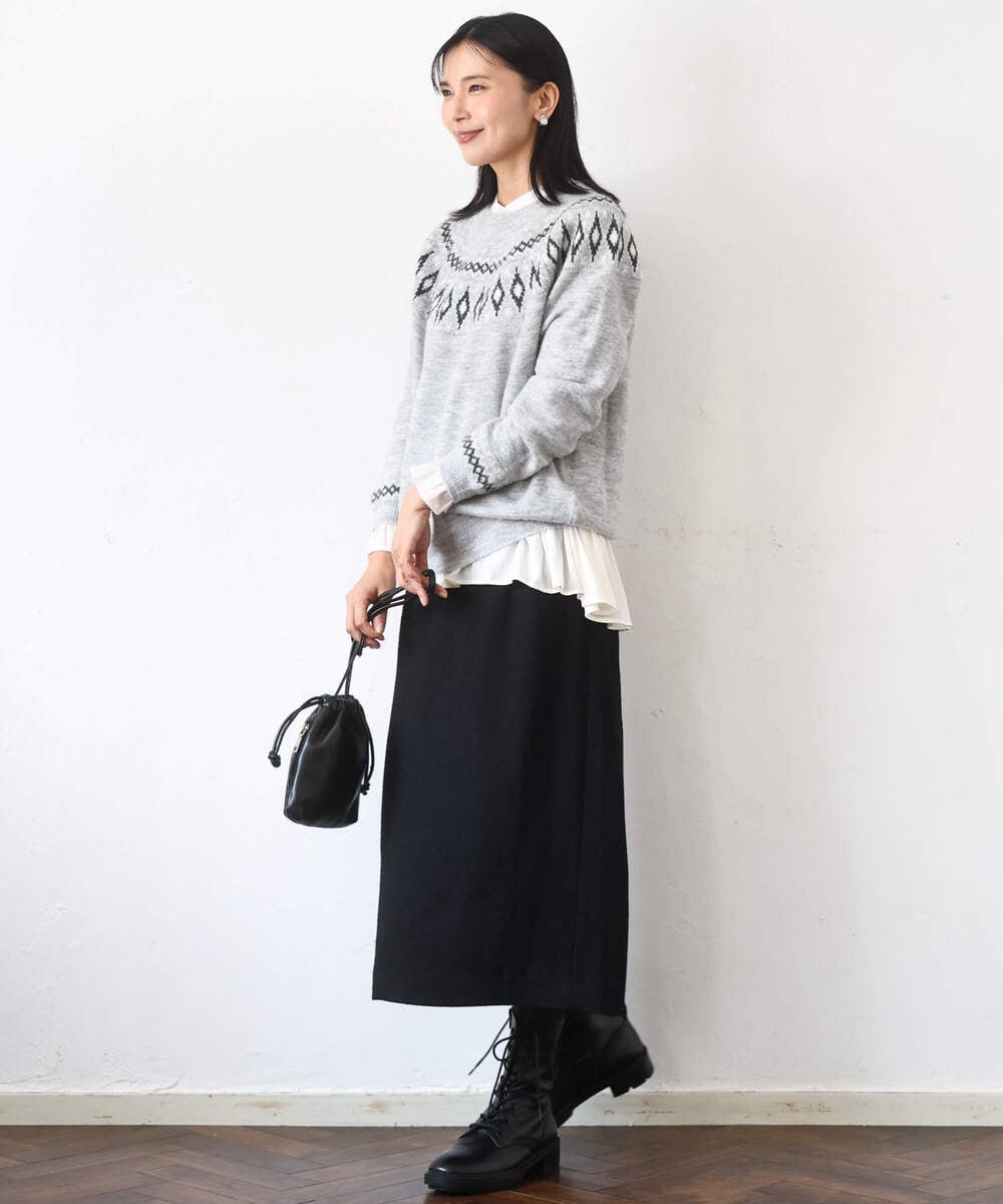 FKFBD54160 MK MICHEL KLEIN(MK ミッシェルクラン) ノルディック柄ニット/洗える アイボリー