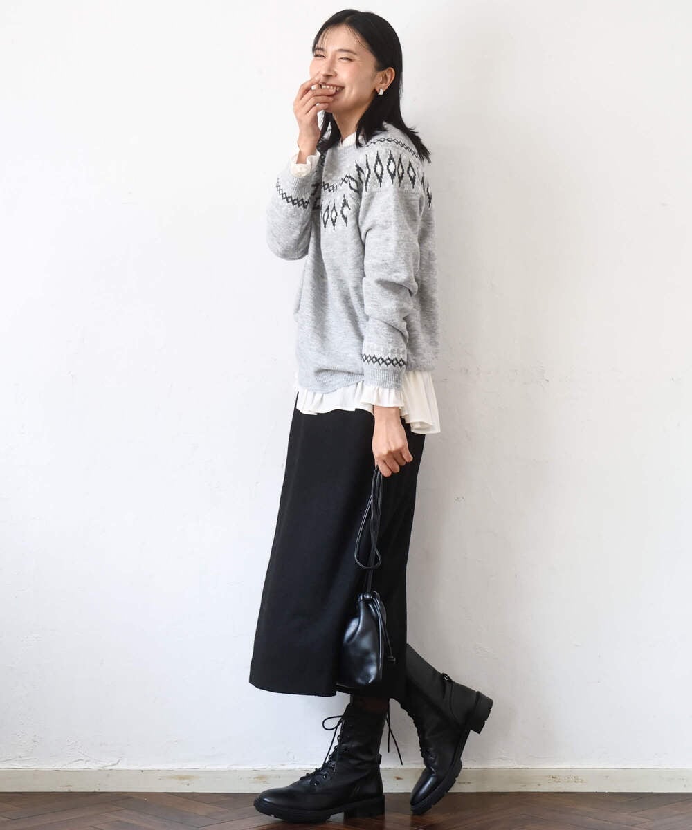 FKFBD54160 MK MICHEL KLEIN(MK ミッシェルクラン) ノルディック柄ニット/洗える アイボリー