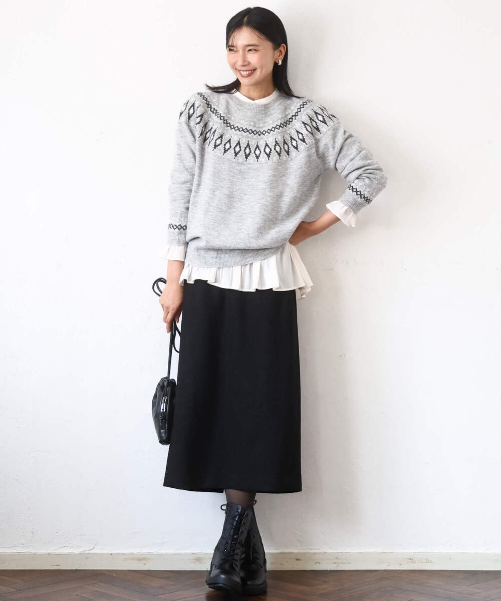 FKFBD54160 MK MICHEL KLEIN(MK ミッシェルクラン) ノルディック柄ニット/洗える アイボリー