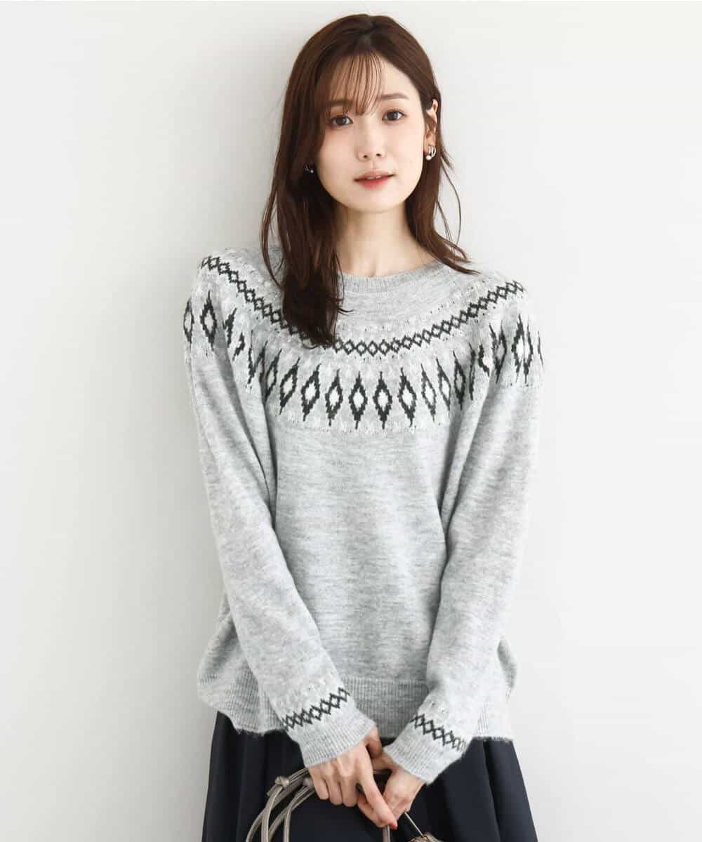 FKFBD54160 MK MICHEL KLEIN(MK ミッシェルクラン) ノルディック柄ニット/洗える アイボリー